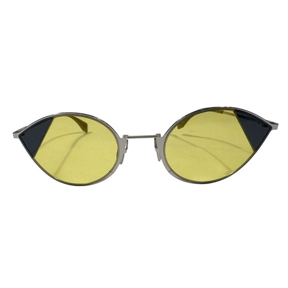 FENDI Cut Cat Eye Sunglasses in Silver With Yellow Tint main image 8